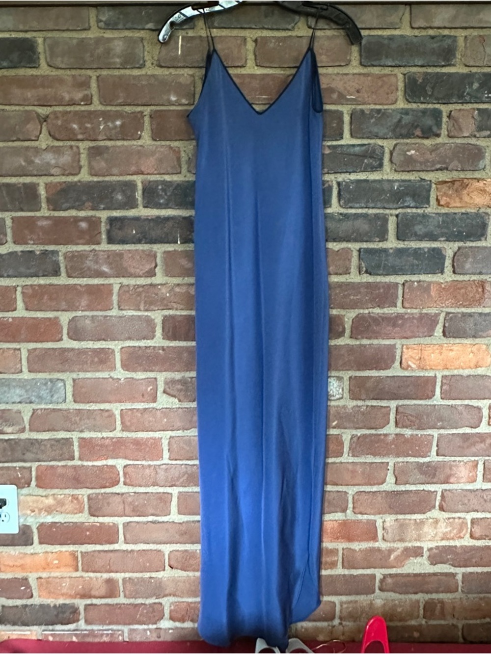 CAROL PERETZ silk slip dress spaghetti straps in blue